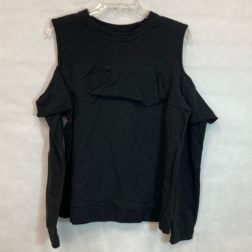 NWOT -Womens Long Sleeve Fashion Top with Peekaboo Shoulders and Ruffle